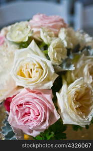 Wedding floral arrangement, with roses, close-up