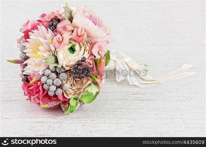 wedding flower composition. wedding flower composition and rings