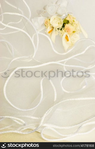 wedding flowers decorations over bridal veil