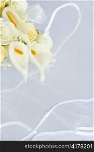 wedding flowers decorations over bridal veil