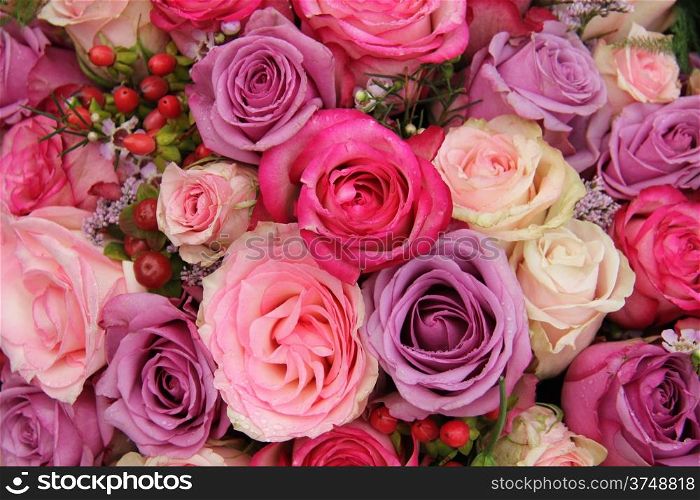 Wedding flowers: roses in various pastel colors