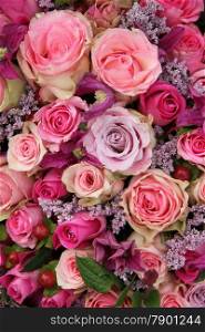 Wedding flowers: roses in various pastel colors