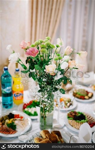 Wedding handmade decorations at restaurant with all beauty and flowers.. Wedding decorations at restaurant with all beauty and flowers