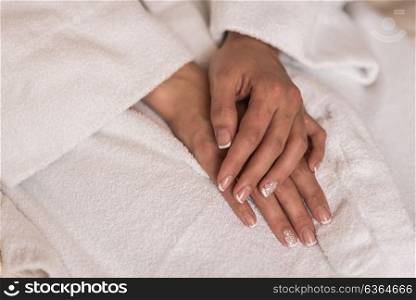 wedding manicure bride in gown