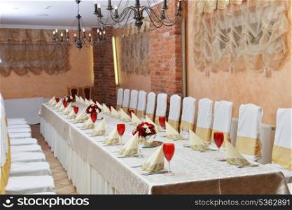 Wedding reception place ready for guests.