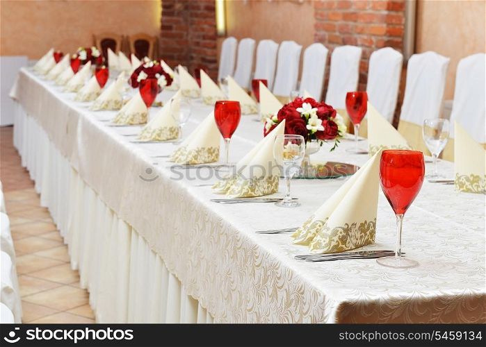 Wedding reception place ready for guests.