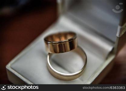 wedding ring in a box on the table