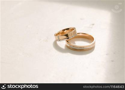 Wedding rings close-up macro shot.Wedding rings bride and groom. Wedding rings close-up macro shot. Rings of the bride and groom