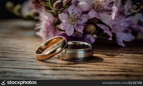 Wedding rings. Illustration Generative AI
