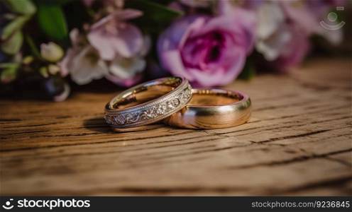 Wedding rings. Illustration Generative AI
