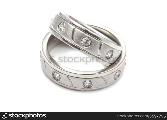 Wedding rings isolated on white background