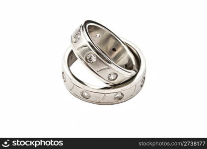 Wedding rings of Forever Love isolated on white background