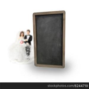 Wedding with a blank sign