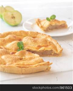 Wedge of american apple pie close-up
