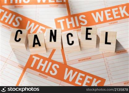 week agenda with canceled message