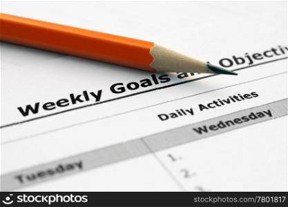 Weekly goals and objectives