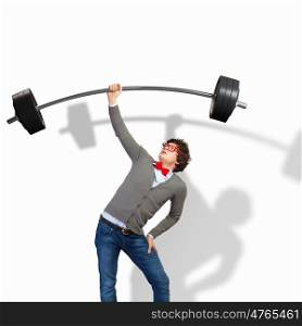Weight Lifting businessman. Weight Lifting businessman with a red tie. illustration