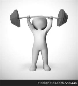 Weight lifting in the gym getting exercise and a strong body. Powerful energetic physical workout - 3d illustration
