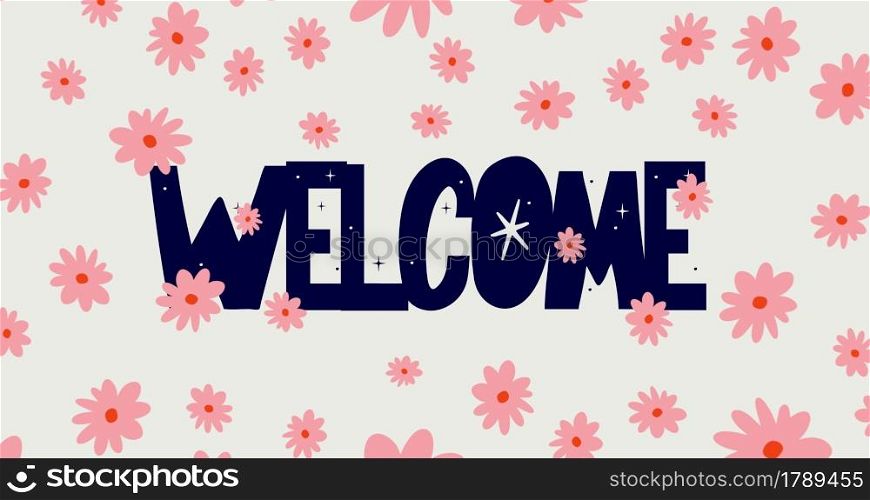 Welcome Floral Vines Lettering Illustration. Welcome Animated hand drawn lettering 4k footage. Motion graphic holiday with Flowers banner