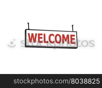 Welcome signboard on white background, stock photo