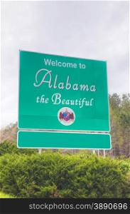 Welcome to Alabama the Beautiful sign at the state border