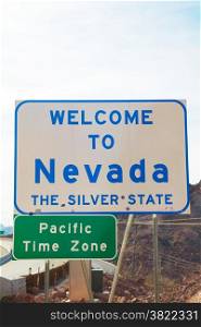 Welcome to Nevada road sign at the state border