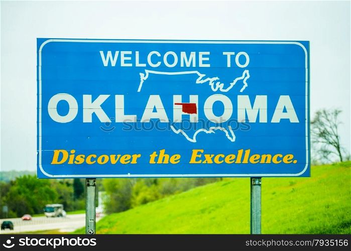welcome to oklahoma highway state sign