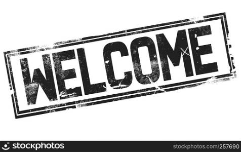 Welcome word with black frame, 3D rendering