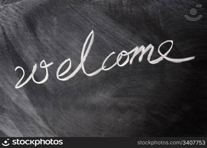 Welcome written on blackboard