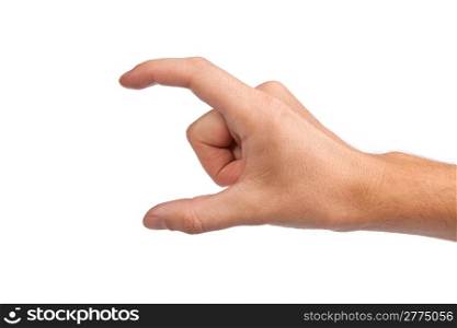 Well shaped male hand reaching for something isolated on a white background