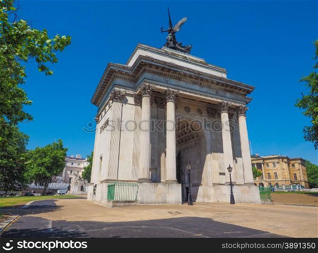 Wellington arch in London. Wellington arch to celebrate the victory against Napoleon at Waterloo in London, UK