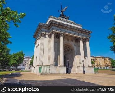 Wellington arch in London. Wellington arch to celebrate the victory against Napoleon at Waterloo in London, UK