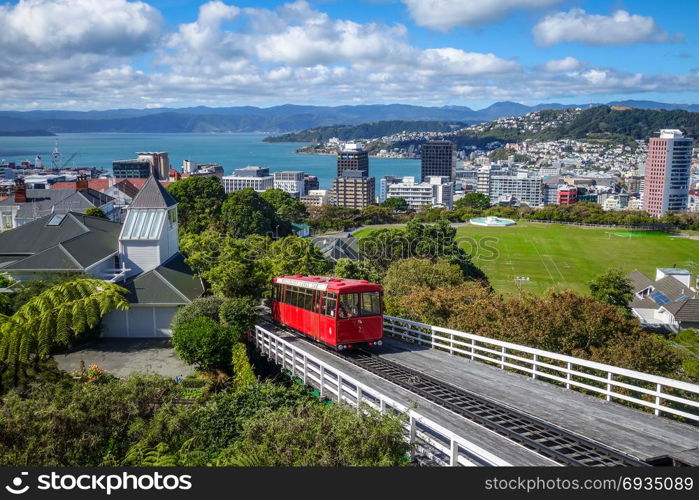 Wellington city cable car in New Zealand. Wellington city cable car, New Zealand