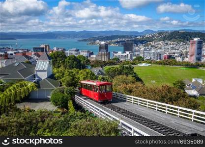 Wellington city cable car in New Zealand. Wellington city cable car, New Zealand