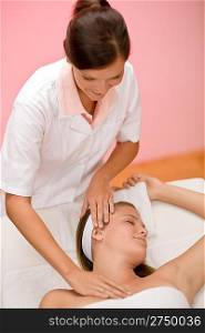 Wellness body care - woman at massage in day spa salon