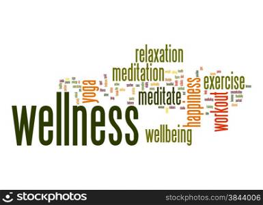 Wellness word cloud with white background image with hi-res rendered artwork that could be used for any graphic design.. Wellness word cloud with white background