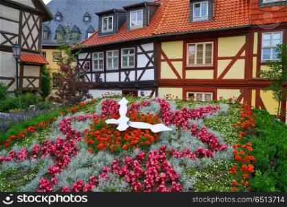 Wernigerode flower clock garden in Harz Germany at Saxony Anhalt. Wernigerode flower clock in Harz Germany