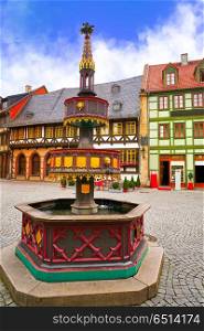 Wernigerode fountain in Harz Germany at Saxony Anhalt. Wernigerode fountain in Harz Germany at Saxony