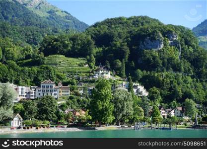 Wessen resort on the lake in Switzerland