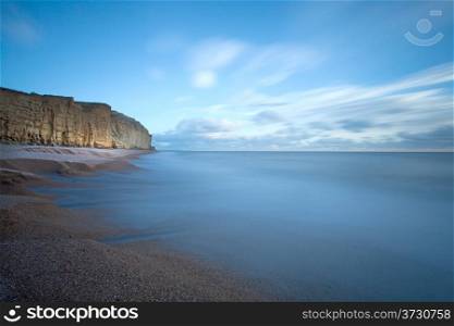 West Bay and Burton Bradstock Cliffs on the south English coast in Dorset