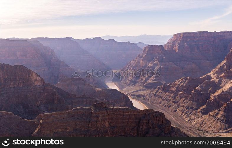 West rim of Grand Canyon in Arizona USA Panorama
