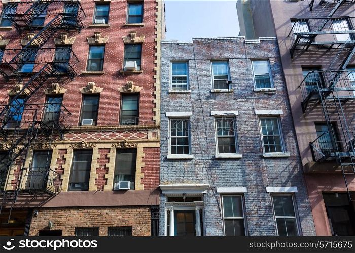 West Village in New York Manhattan building facades USA NYC