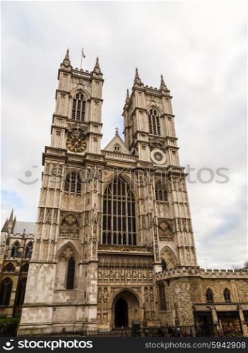Westminster Abbey in London front view. Westminster Abbey in London front view.