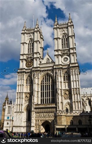 Westminster Abbey is a large, mainly Gothic abbey church in the City of Westminster, London, located just to the west of the Palace of Westminster.