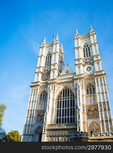 Westminster Abbey on bright summer day