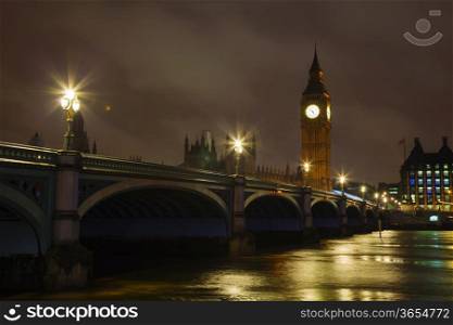 Westminster bridge and Big Ben tower in London