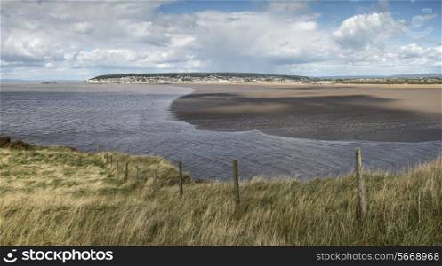 Weston-Super-Mare Summer landscape panorama viewed from Brean Down