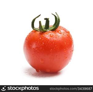 wet fresh tomato isolated on white background