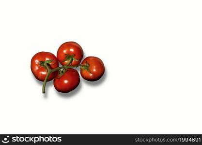 wet red cherry tomatoes isolated on white