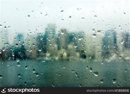 Wet Window City View